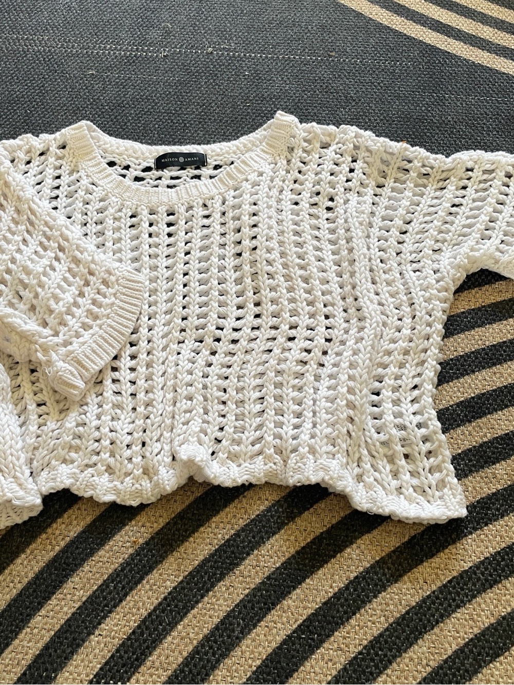 Maison Amani Open Knit Cropped Sweater
